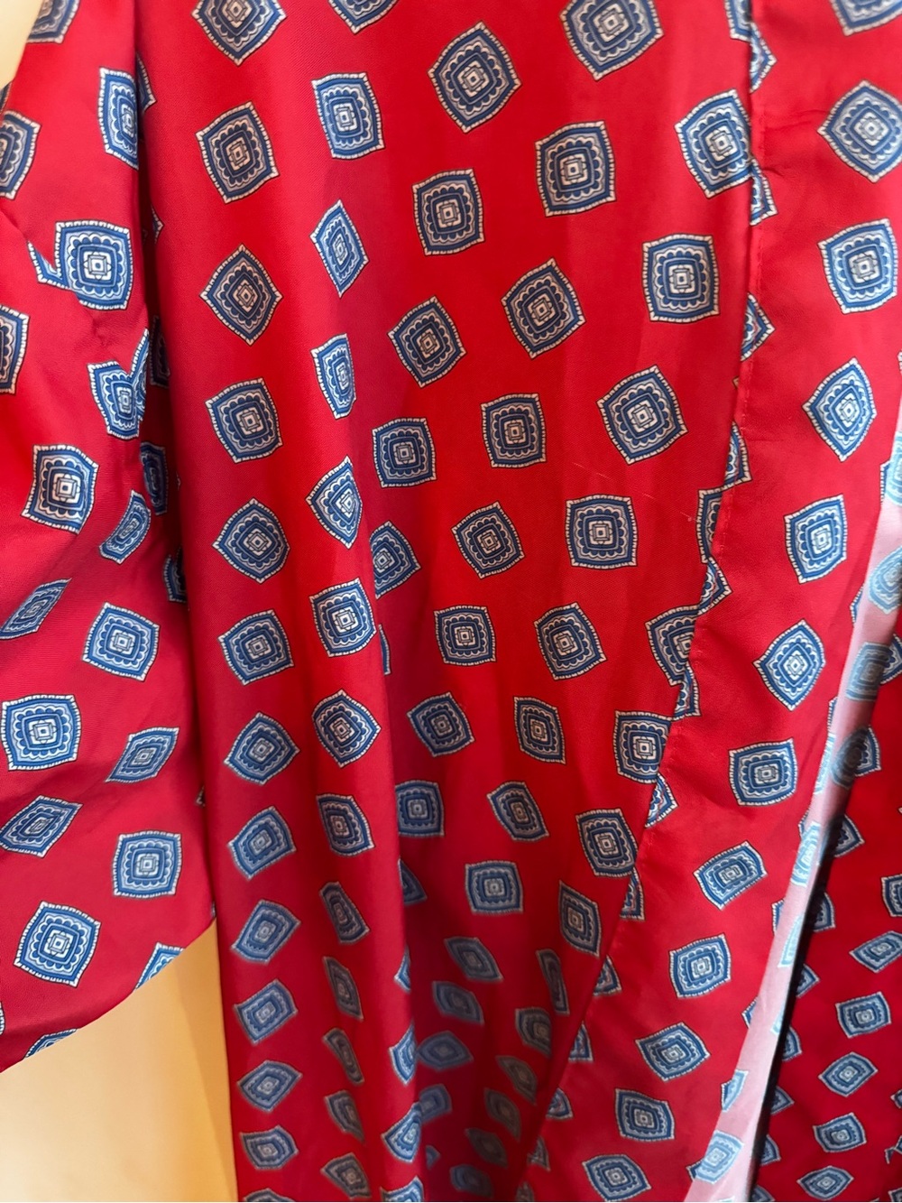 Vintage Bill Blass Red Printed Long Kimono Robe Duster - Picture 5 of 7